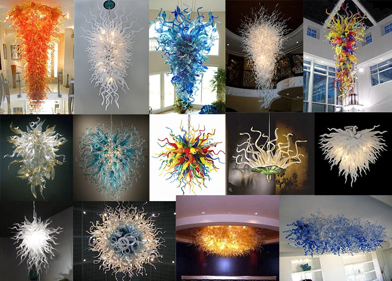 Longree Blown Glass Chandelier Art Deco Ceiling Light