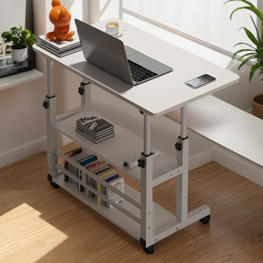 Height Adjustable Computer Desk With Wheels And Storage
