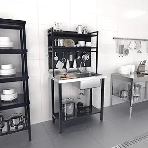 Commercial Stainless Steel Sink With Drainboard Pegboard