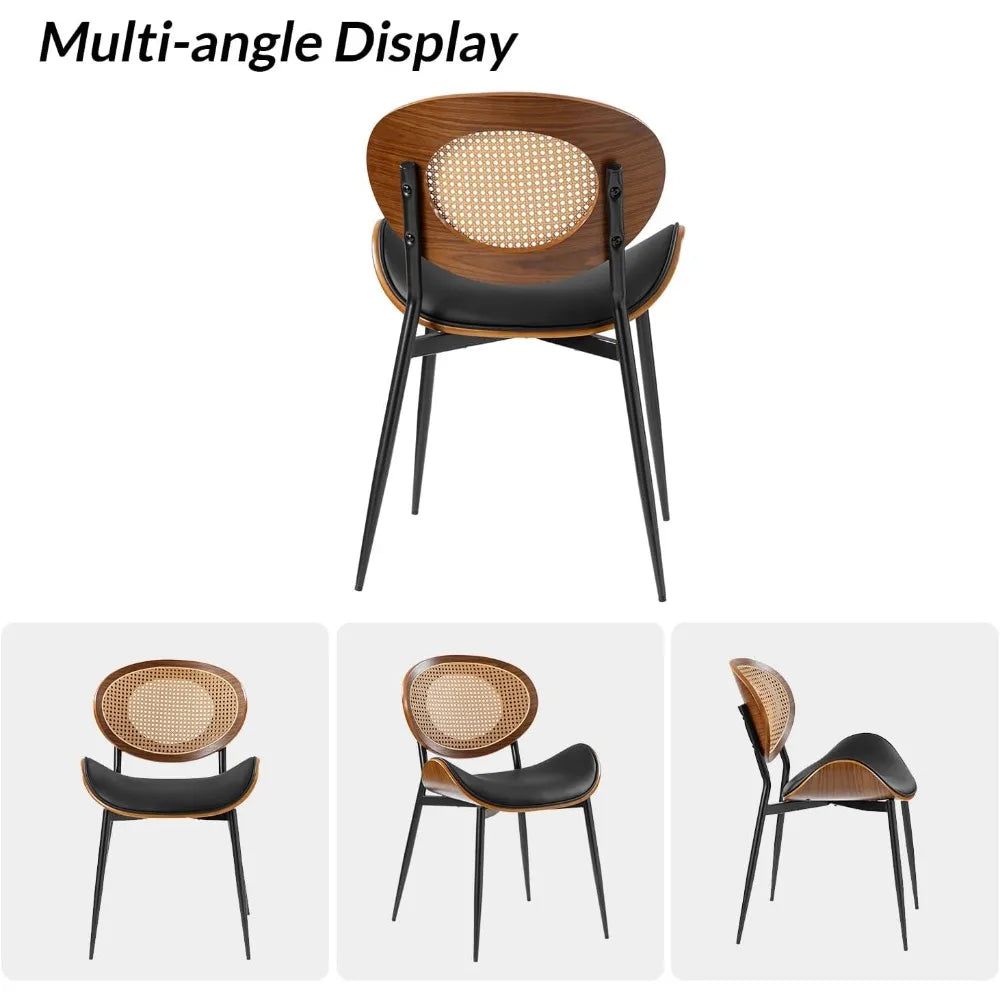 Luxu Set of Two Modern Chairs With Rattan Backrests