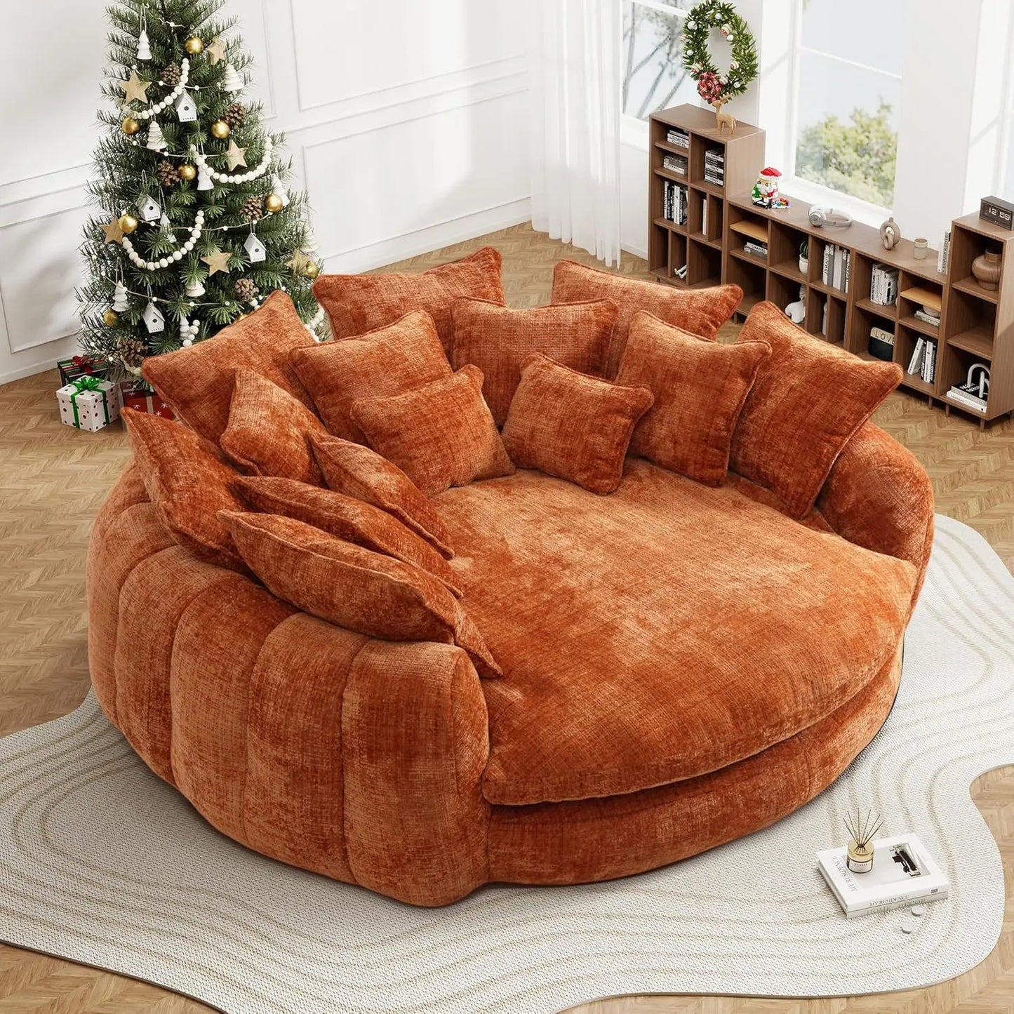 Sofa Bed With Chaise Lounge Chenille Upholstered Modern Couch