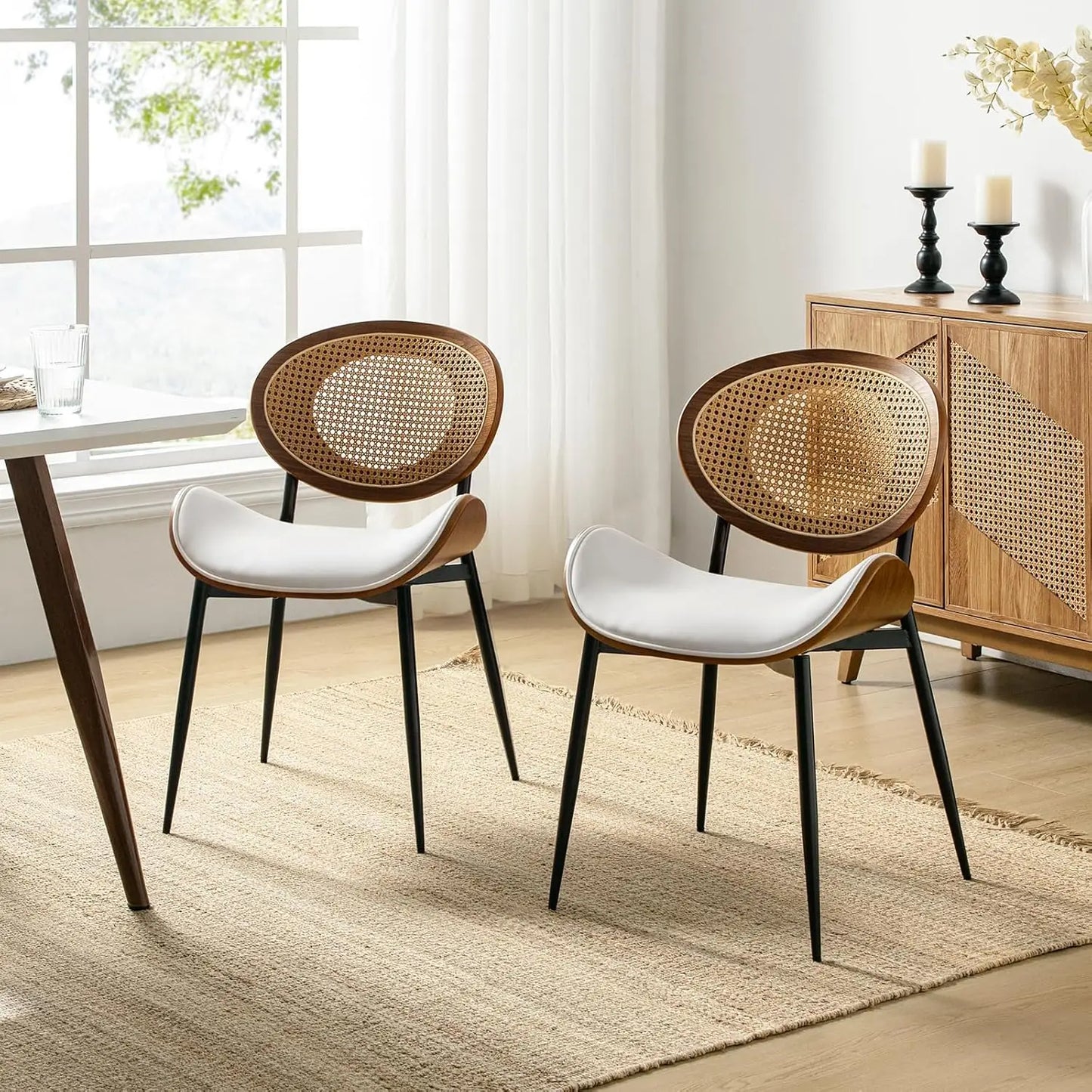 Luxu Set of Two Modern Chairs With Rattan Backrests
