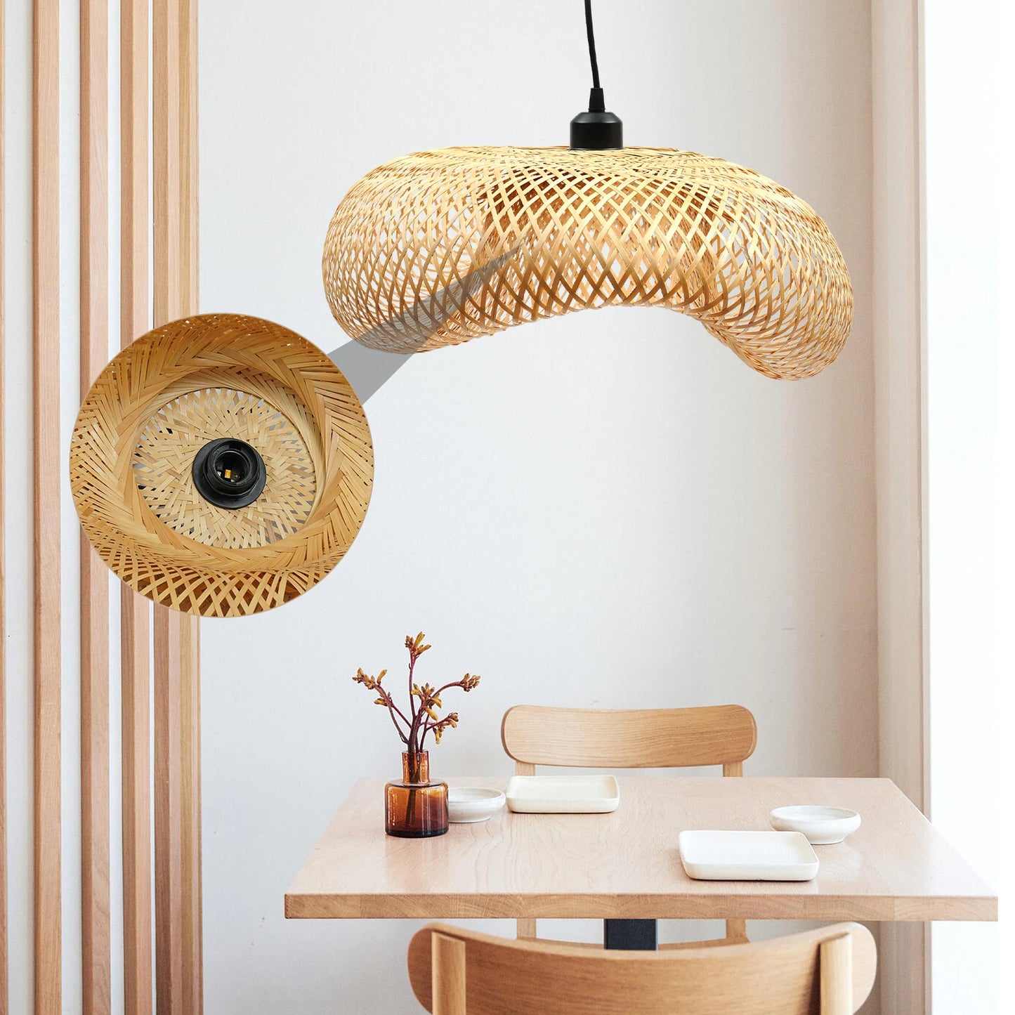 Bamboo Wicker Rattan Shade Pendant Light Asian Ceiling Lamp