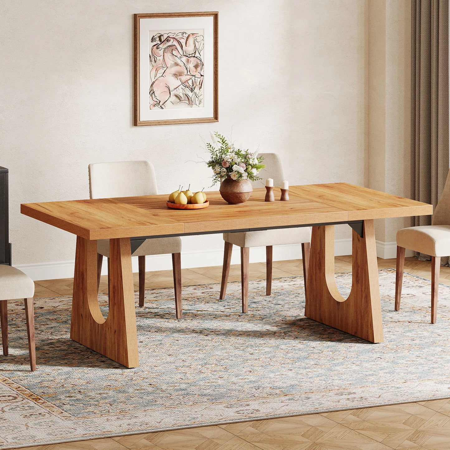 Tribesigns Rustic Wood Dining Table for Family Gatherings