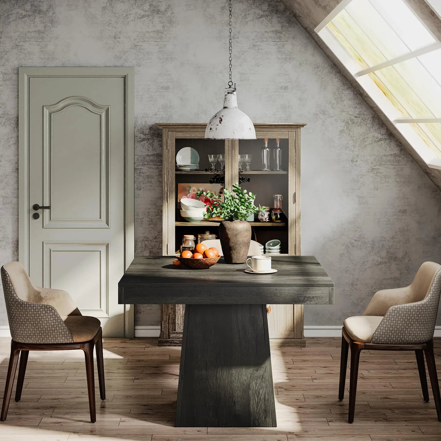 Tribesigns Square Dining Table For Four With Pedestal Base