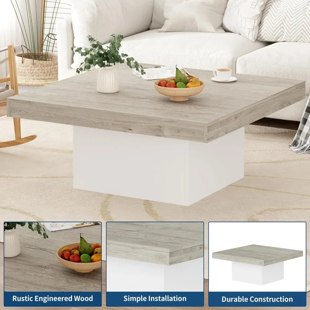 LED Light Square Coffee Table for Living Room and Office