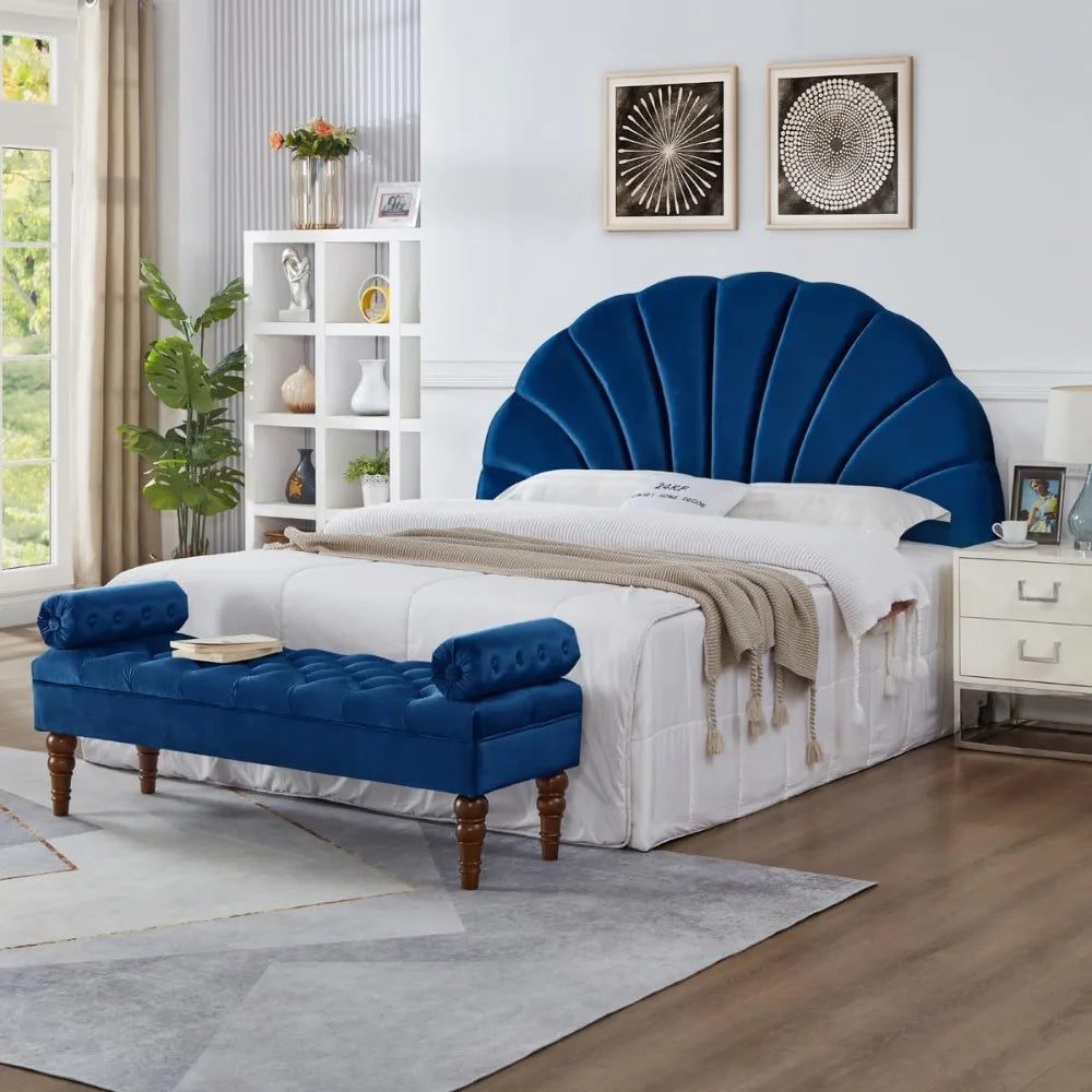 Luxurious Velvet Headboard With Petal Pattern TB117 Foam and SturdySolidWoodenFrame