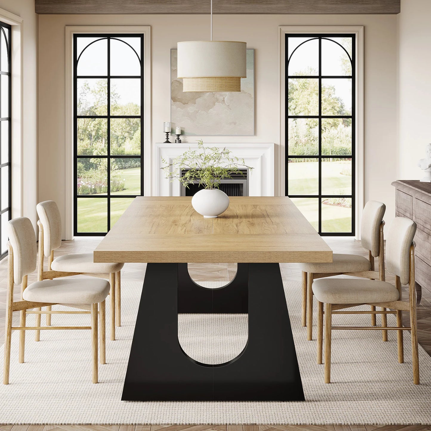Tribesigns Rustic Wood Dining Table for Family Gatherings