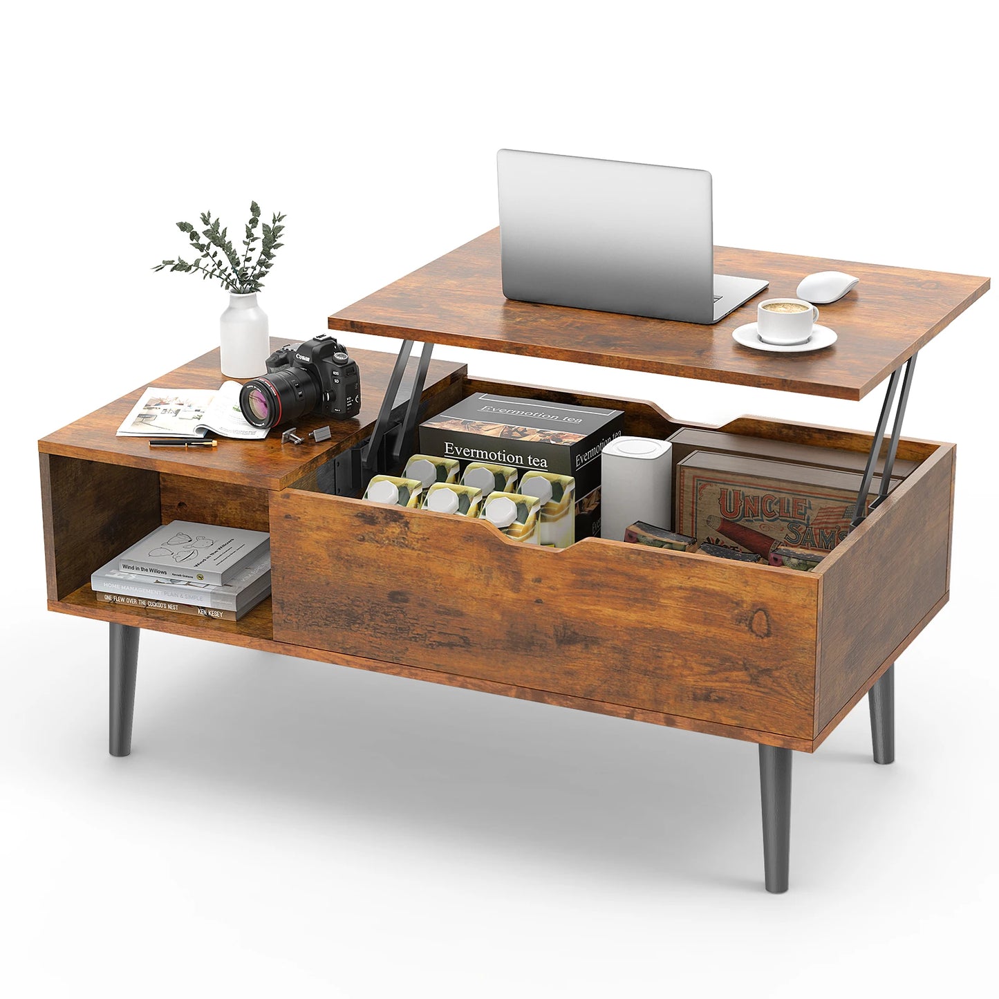 Lift Top Coffee Table With Adjustable Height And Storage