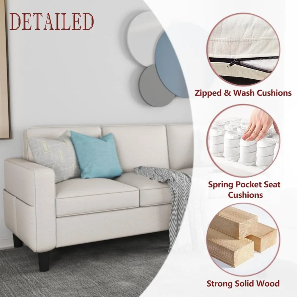 Modern L Shaped Sofa With Storage Ottoman Convertible