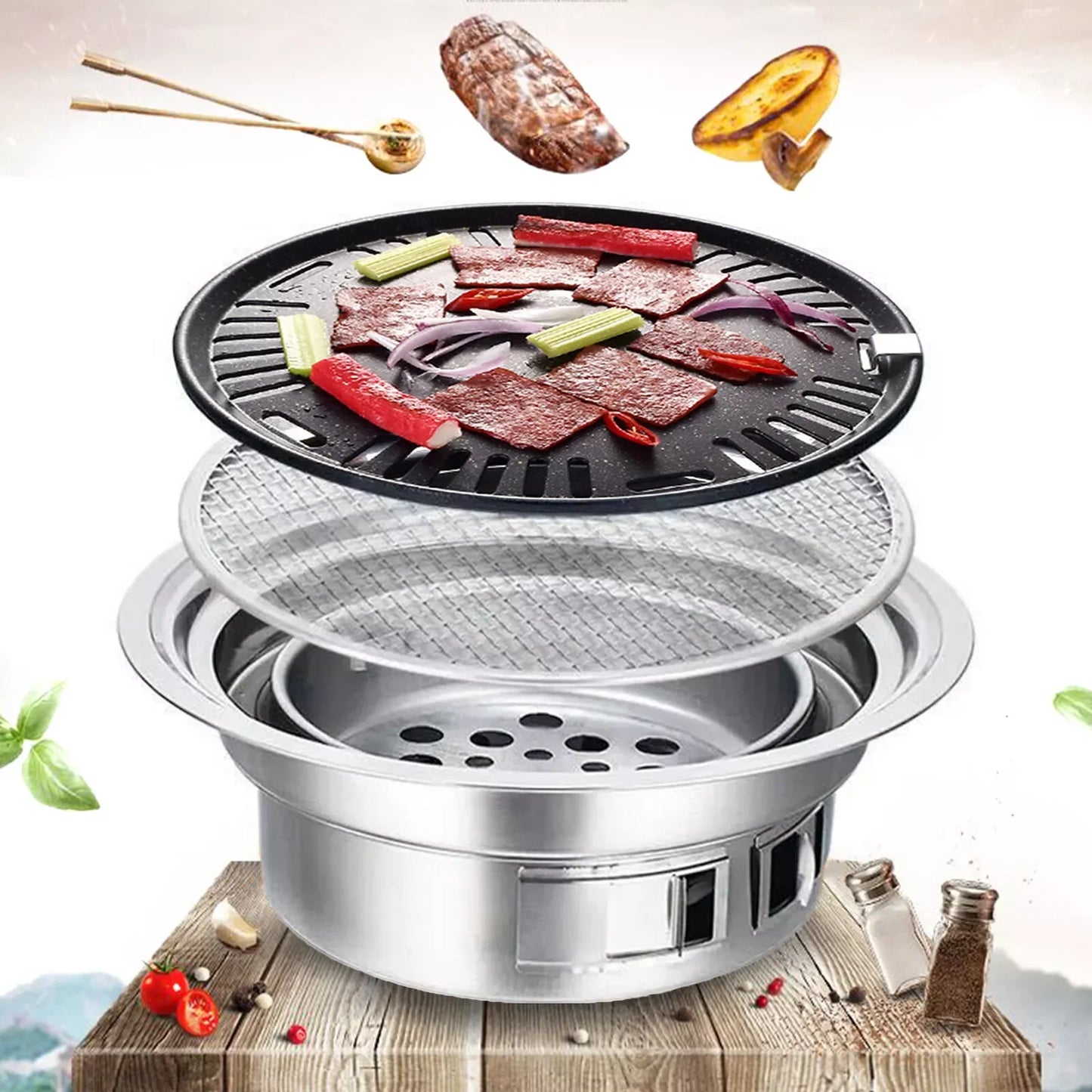 Japanese Style Stainless Hibachi Portable Barbecue Grill