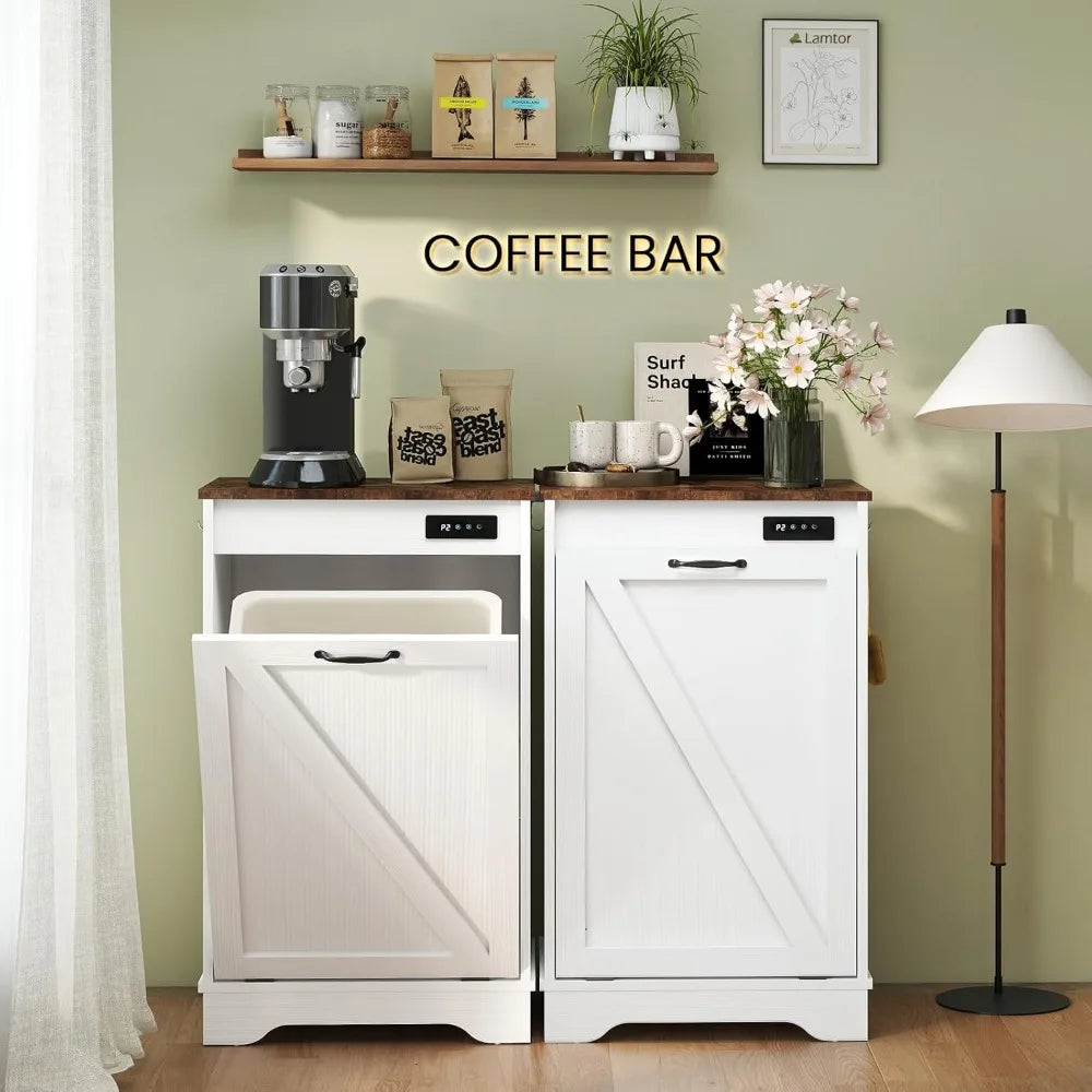 Modern Tilt Out Trash Can Cabinet for Kitchen and Laundry