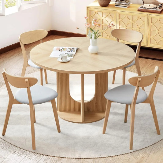 Mid Century Modern Linen Upholstered Dining Chair Set