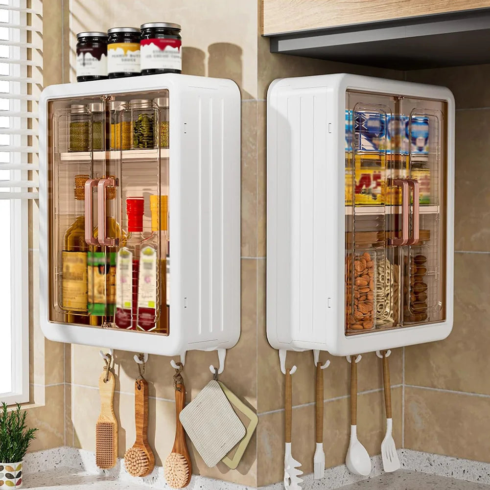 Multi Layer Seasoning Storage Rack With Hooks Kitchen