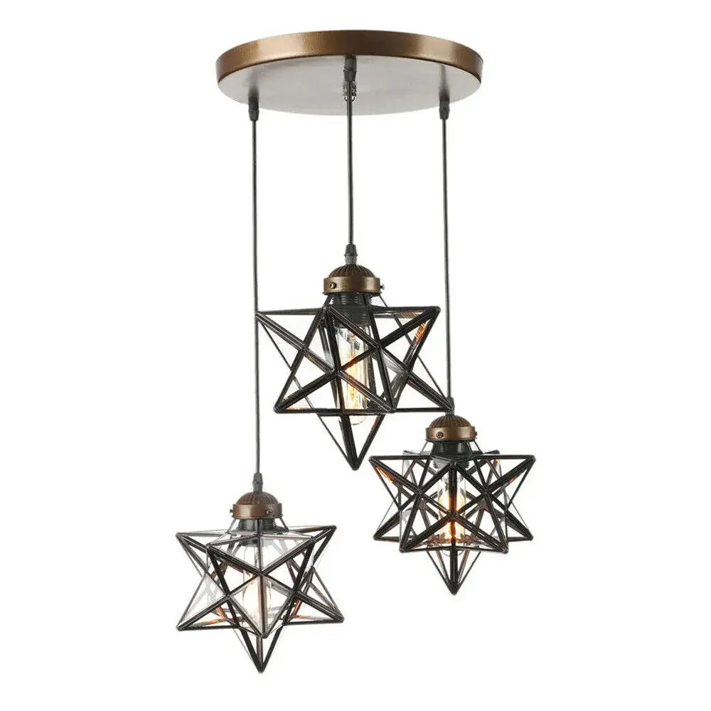 Moravian Star Pendant Chandelier Clear Glass Shade