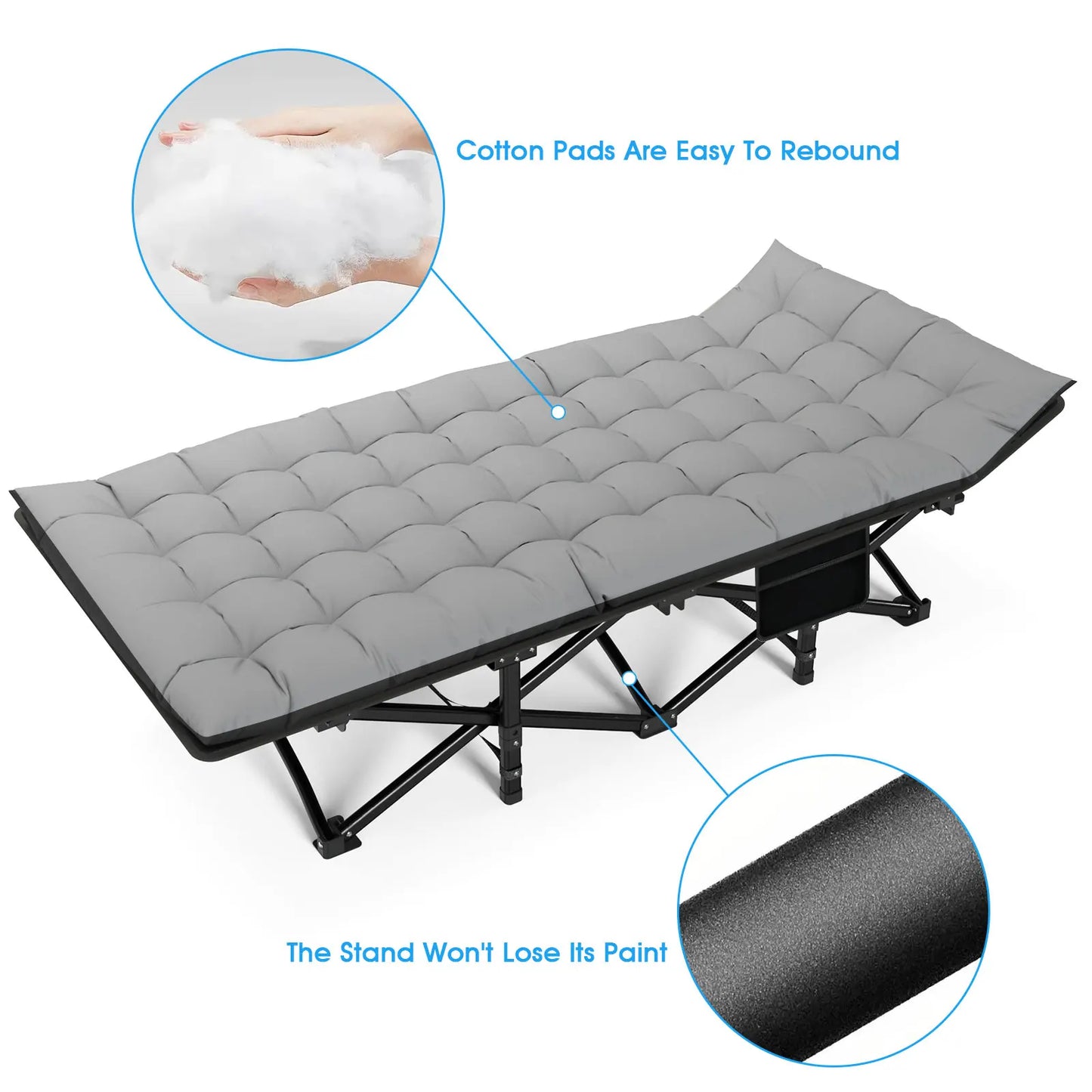 Noon Break Folding Camping Cot Heavy Duty Outdoor Bed 200KG