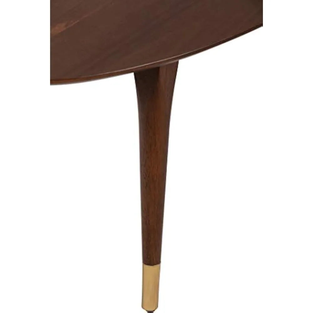 Mid Century Modern Oval Coffee Table With Brass Feet