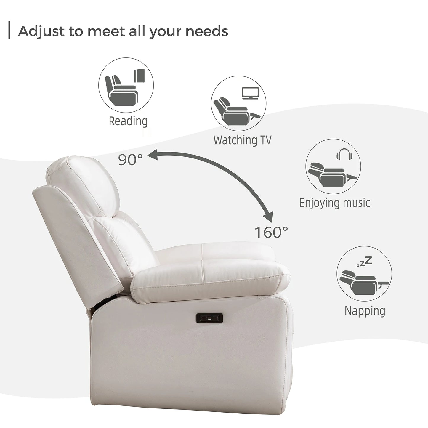 M046 Power Recliner Chair With LED Light And USB Port
