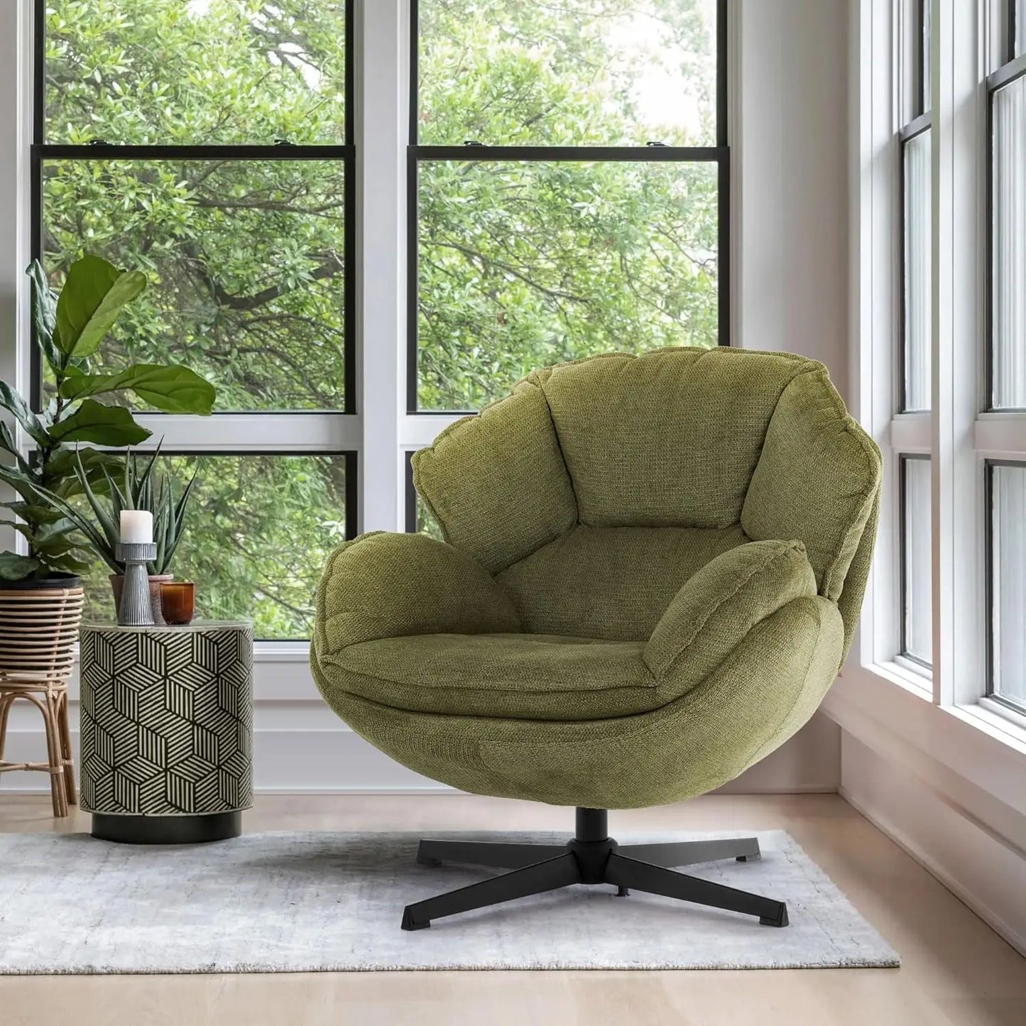 Swivel Accent Chair Upholstered Armchair With Metal Legs