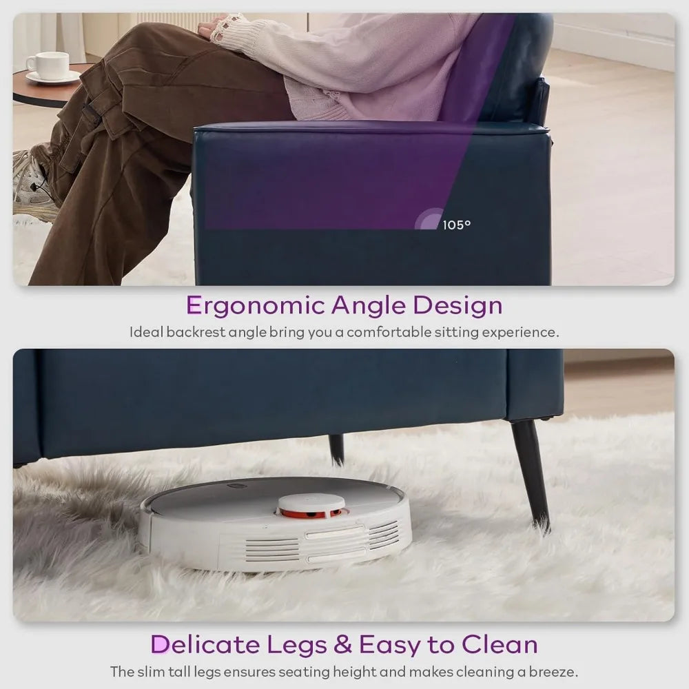 Mid Century Faux Leather Accent Chairs Set of 2 for Living