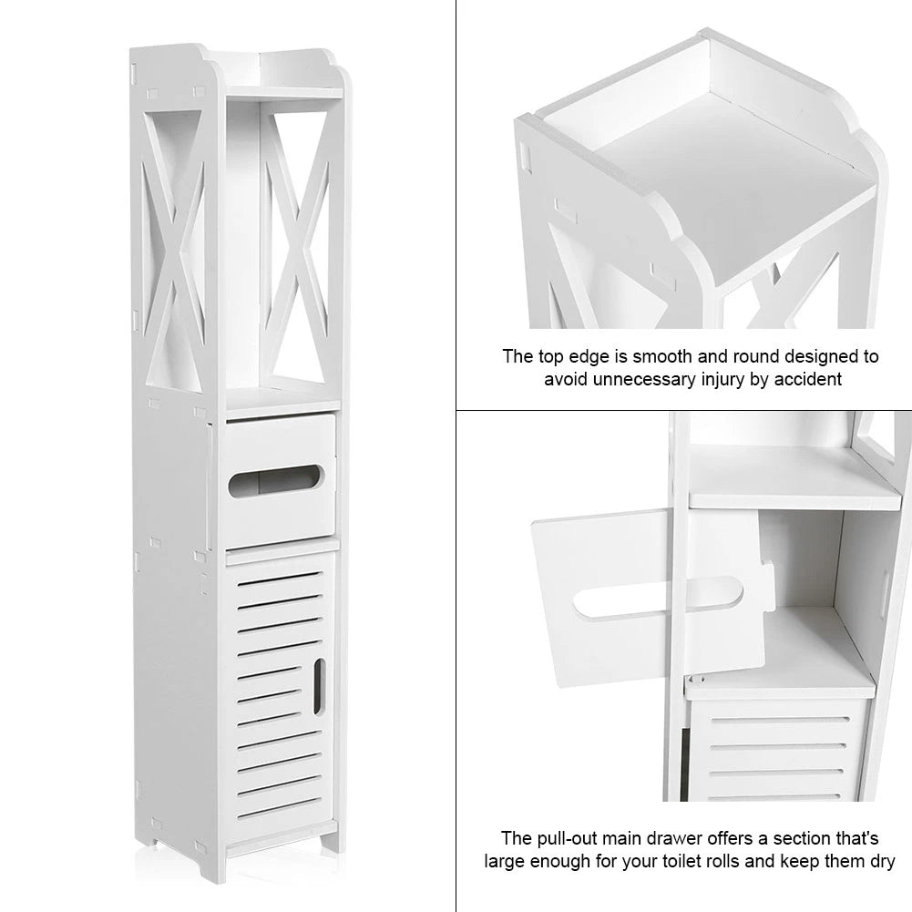 Bathroom Toilet Cabinet Cupboard With Tissue Storage Organizer