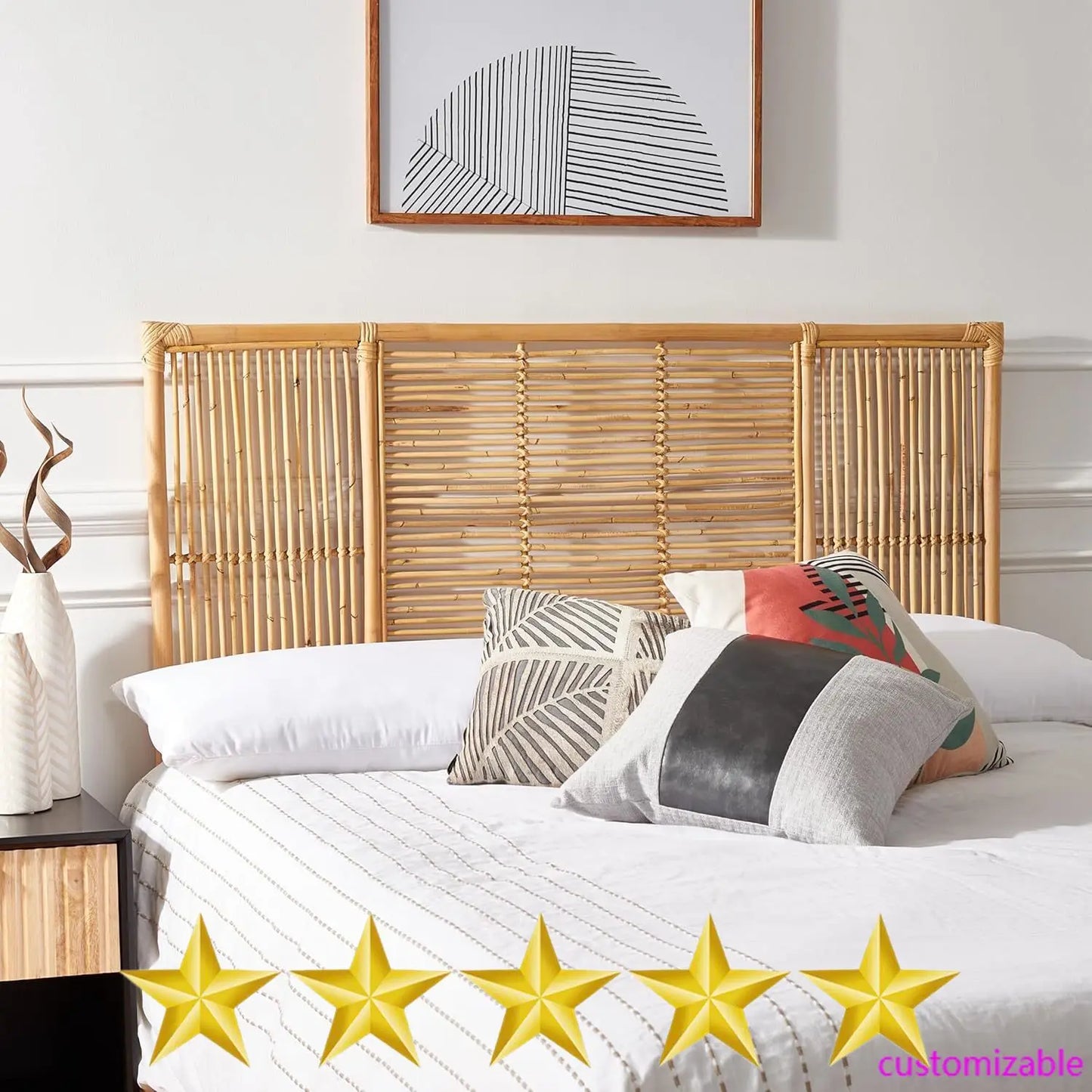 Falyn Natural Rattan Rectangle Headboard