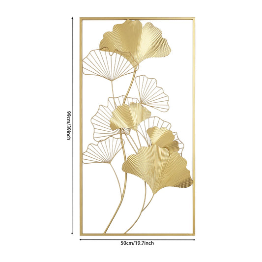 Golden Ginkgo Leaves Wall Decor Set With Framed Art