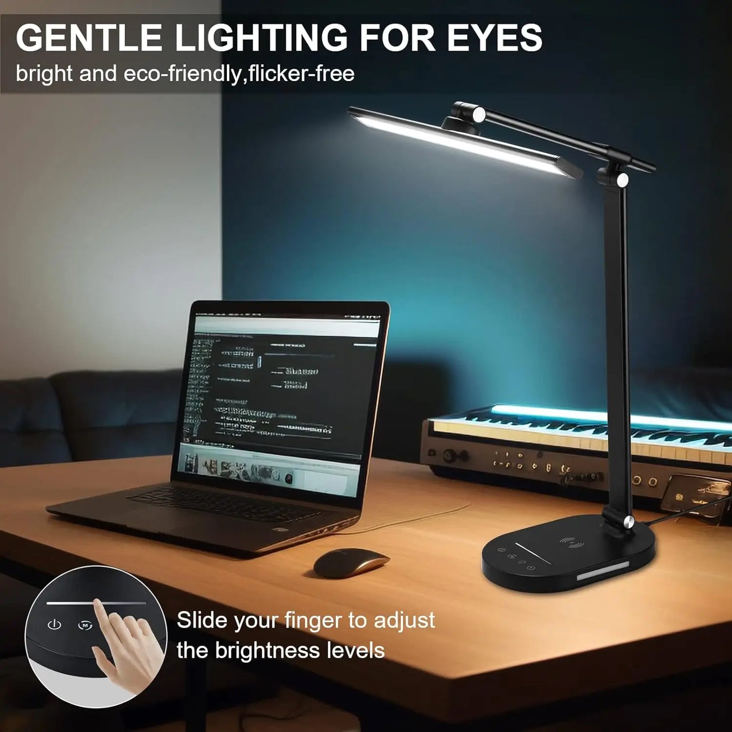 Lightess LED Desk Lamp Wireless Charger USB Touch Control