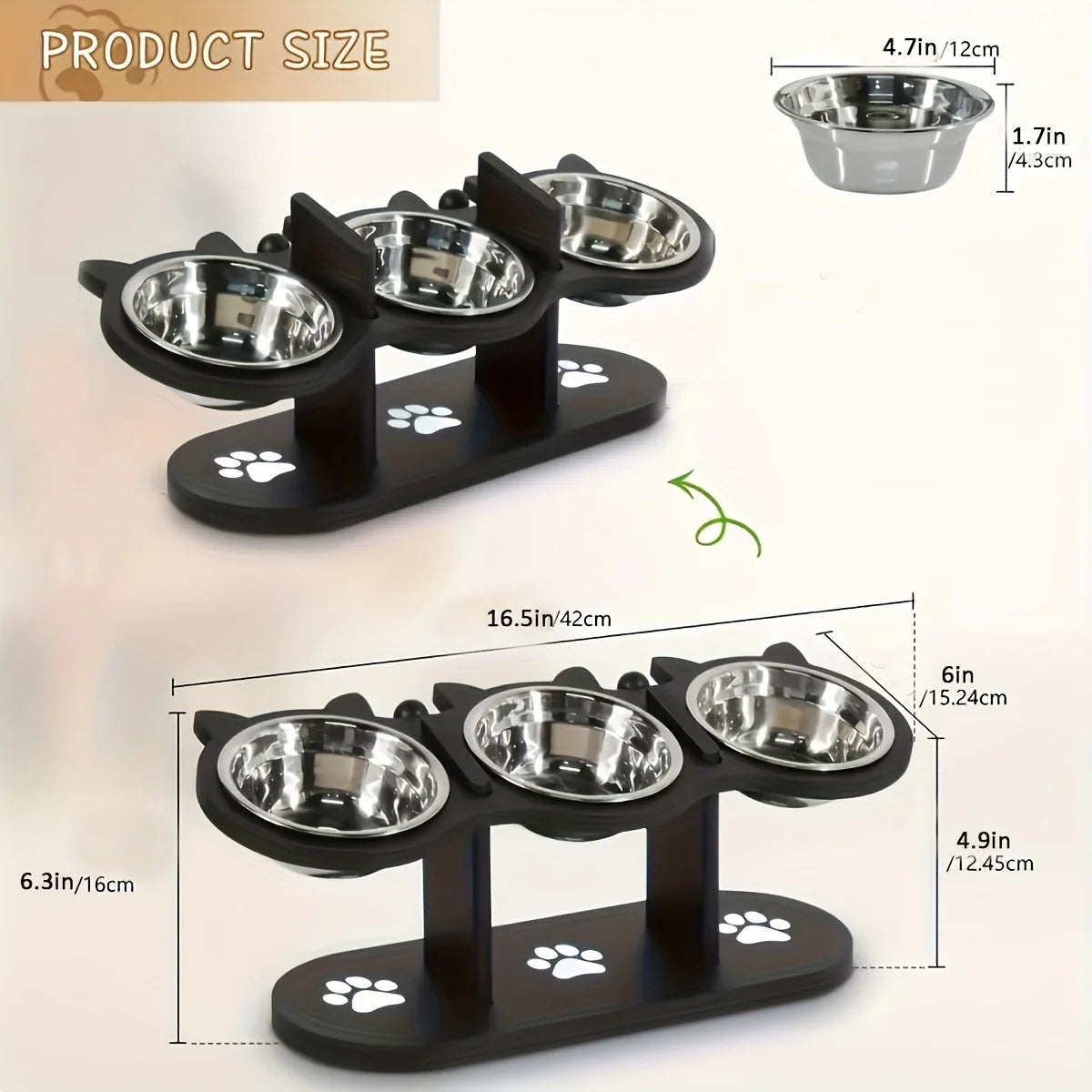 Elevated Cat Bowls Tilted Raised Stand With Stainless Bowls