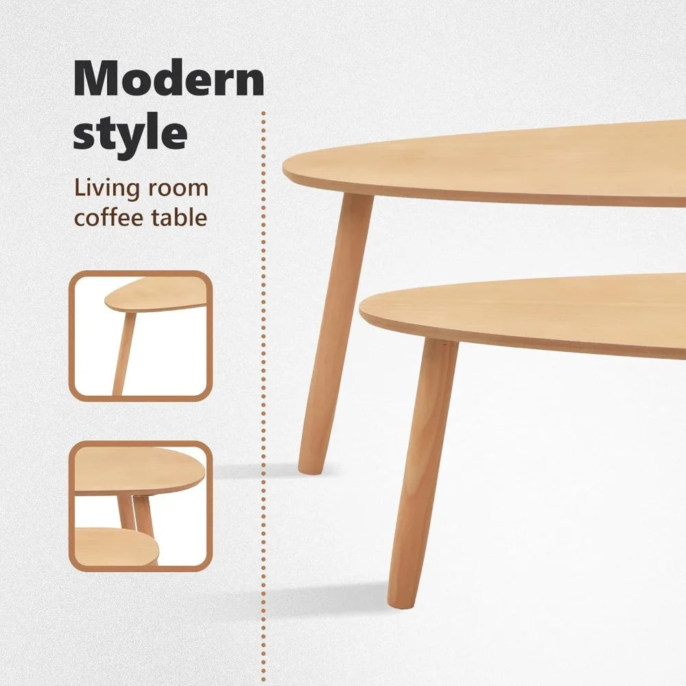 Scandinavian Nesting Coffee Tables Solid Pine Wood Design