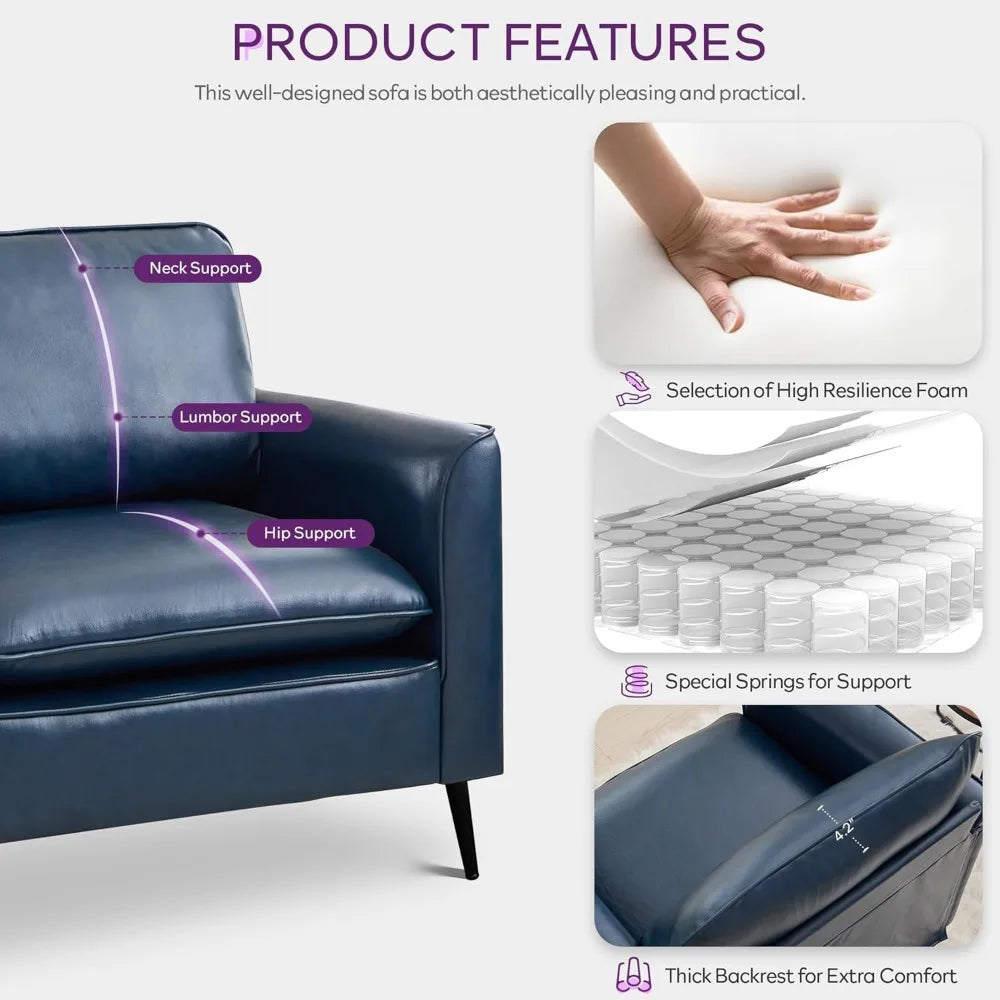 Mid Century Faux Leather Accent Chairs Set of 2 for Living