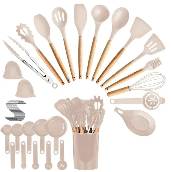 35 Piece Kitchen Utensils Set With Holder And Egg Whisk