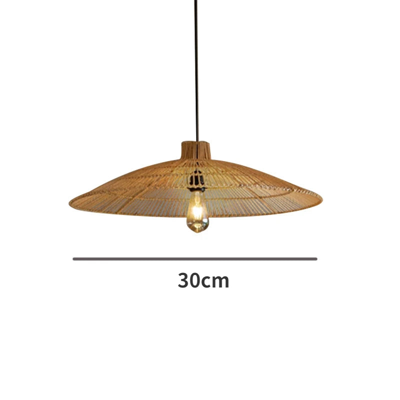 Vintage LED Pendant Light Nordic Umbrella Rattan Lamp