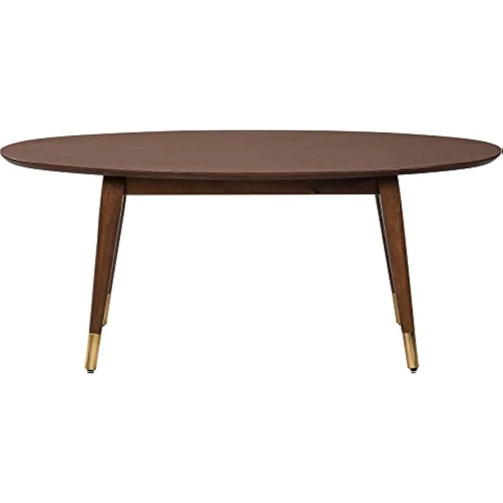 Mid Century Modern Oval Coffee Table With Brass Feet