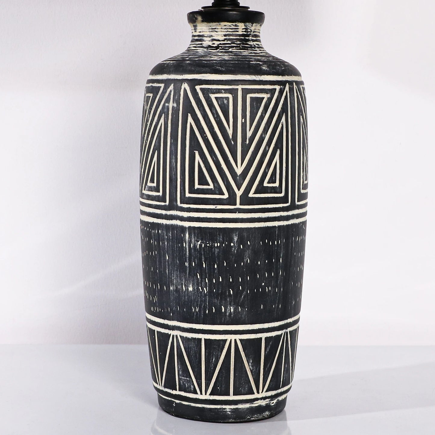 Two Pack Geometric Ceramic Table Lamps With Linen Shades