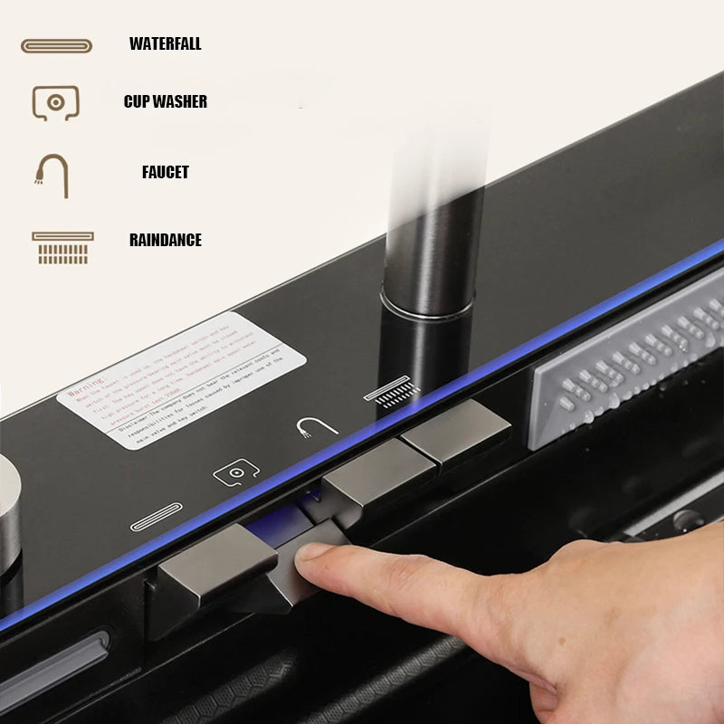 304 Stainless Steel Waterfall Faucet Set Digital Display