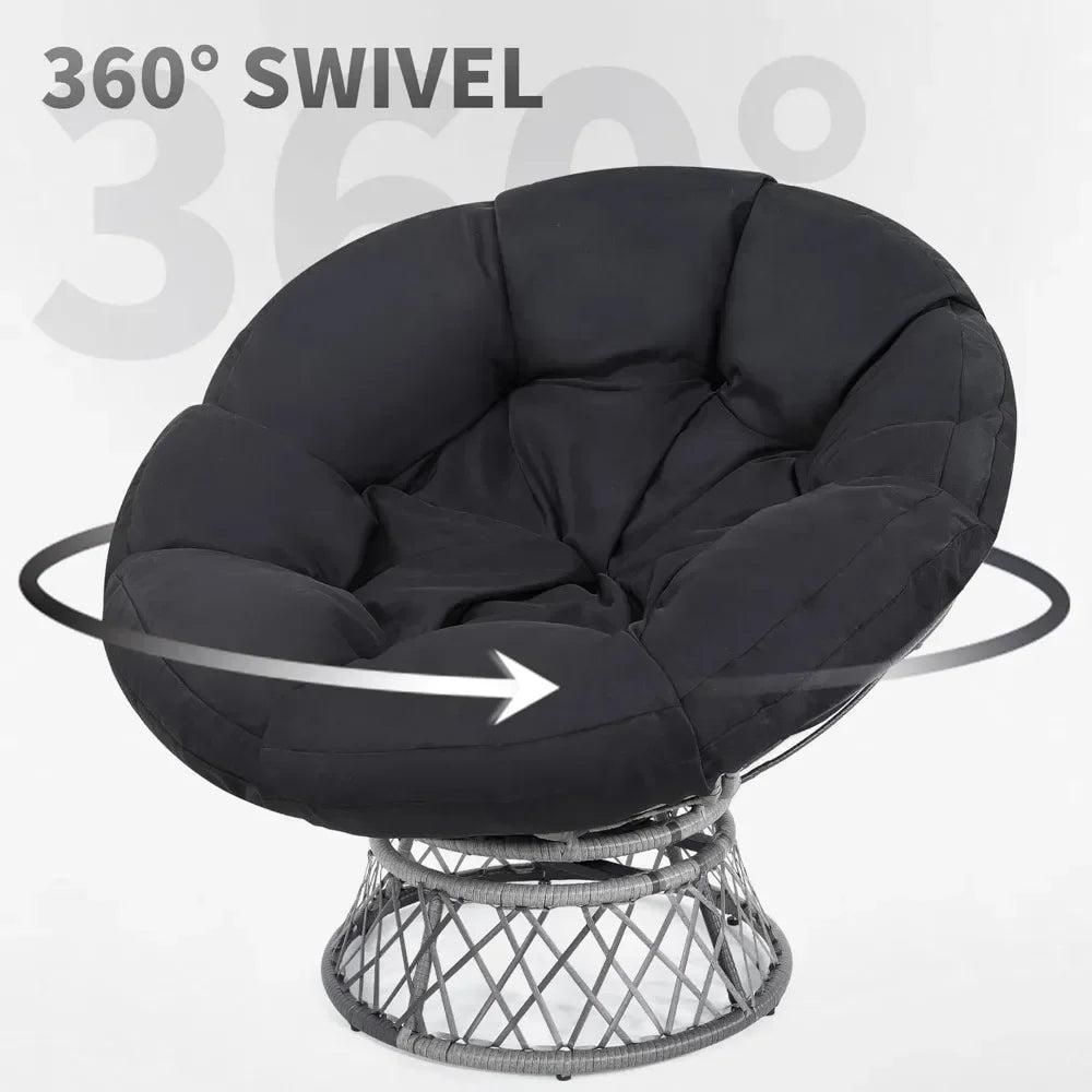 Papasan Chair With Cushion And Frame Waterproof 360 Swivel