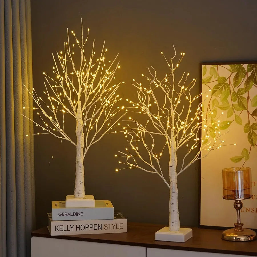 Valery Madelyn 2 Pack 144 LED Birch Tree Lamps With Timer