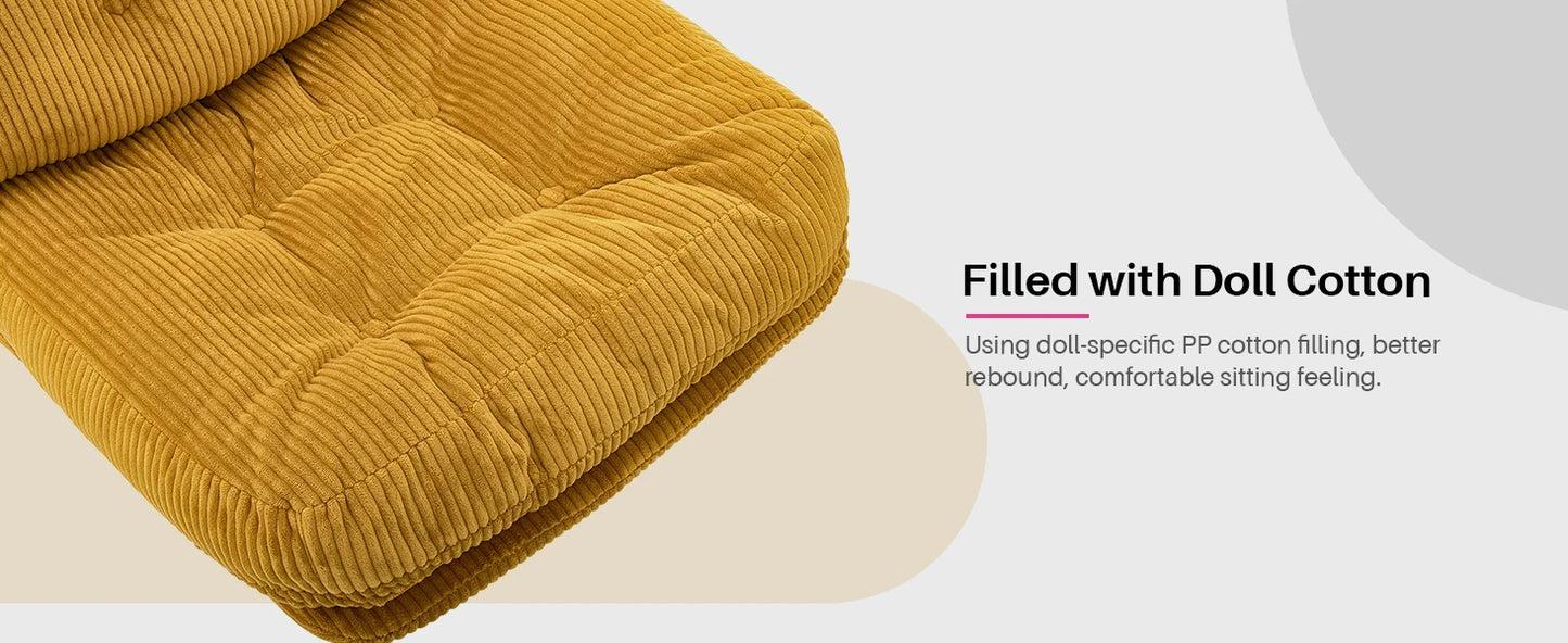 Corduroy Upholstered Swivel Lounge Chair With Footrest