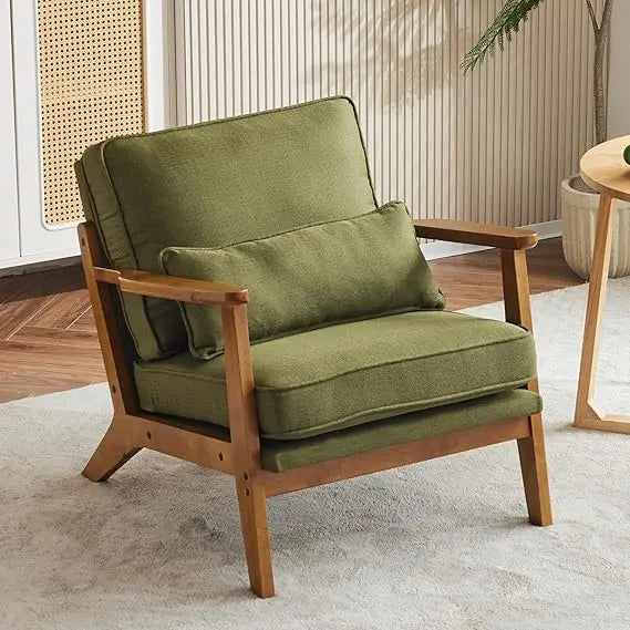 Mid-Century Modern Lounge Chair With Wide Armrests Fleece