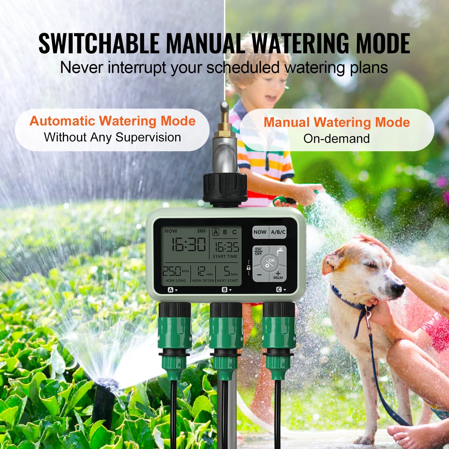 SucceBuy Water Timer 3 Zone Hose Irrigation Controller LCD