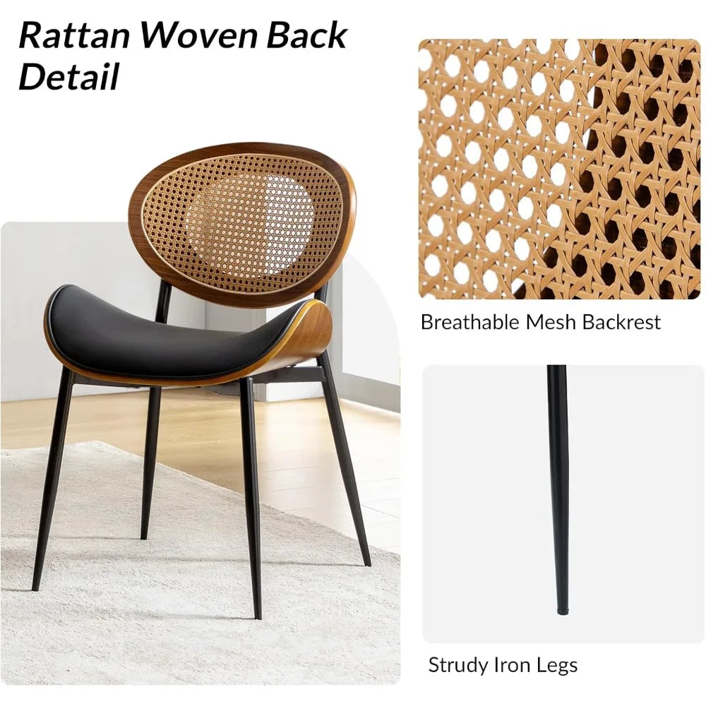 Luxu Set of Two Modern Chairs With Rattan Backrests