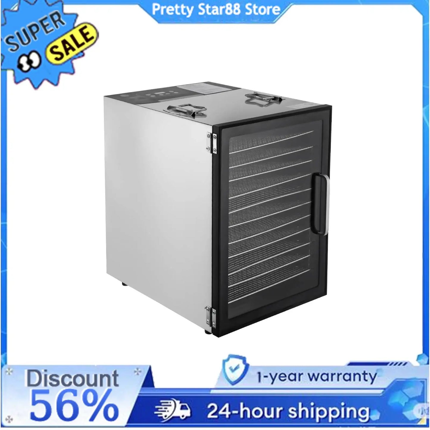 800W Electric Food Dehydrator With Digital Temperature Trays