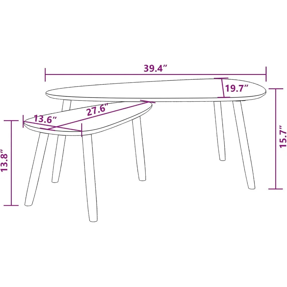 Scandinavian Nesting Coffee Tables Solid Pine Wood Design