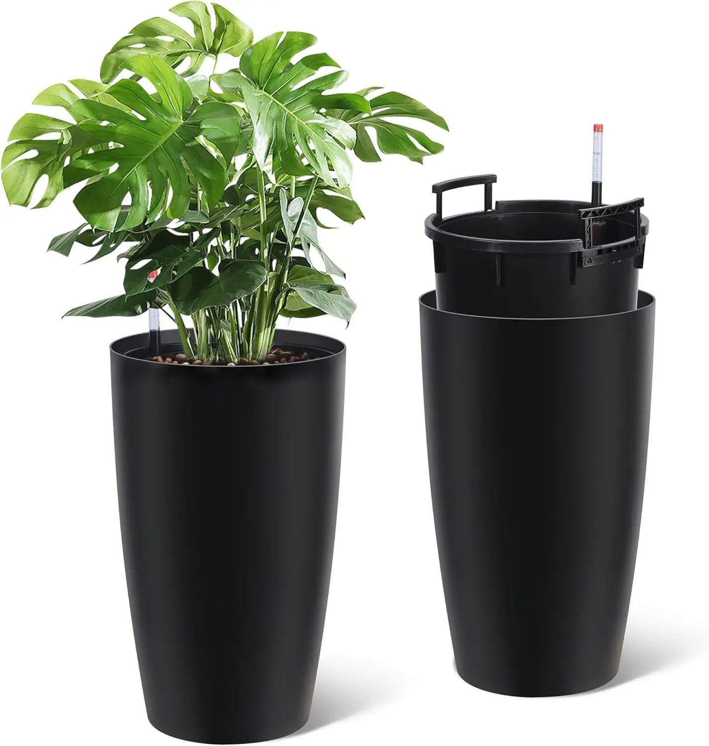 Self Watering Planter Set With Water Level Gauge Pair