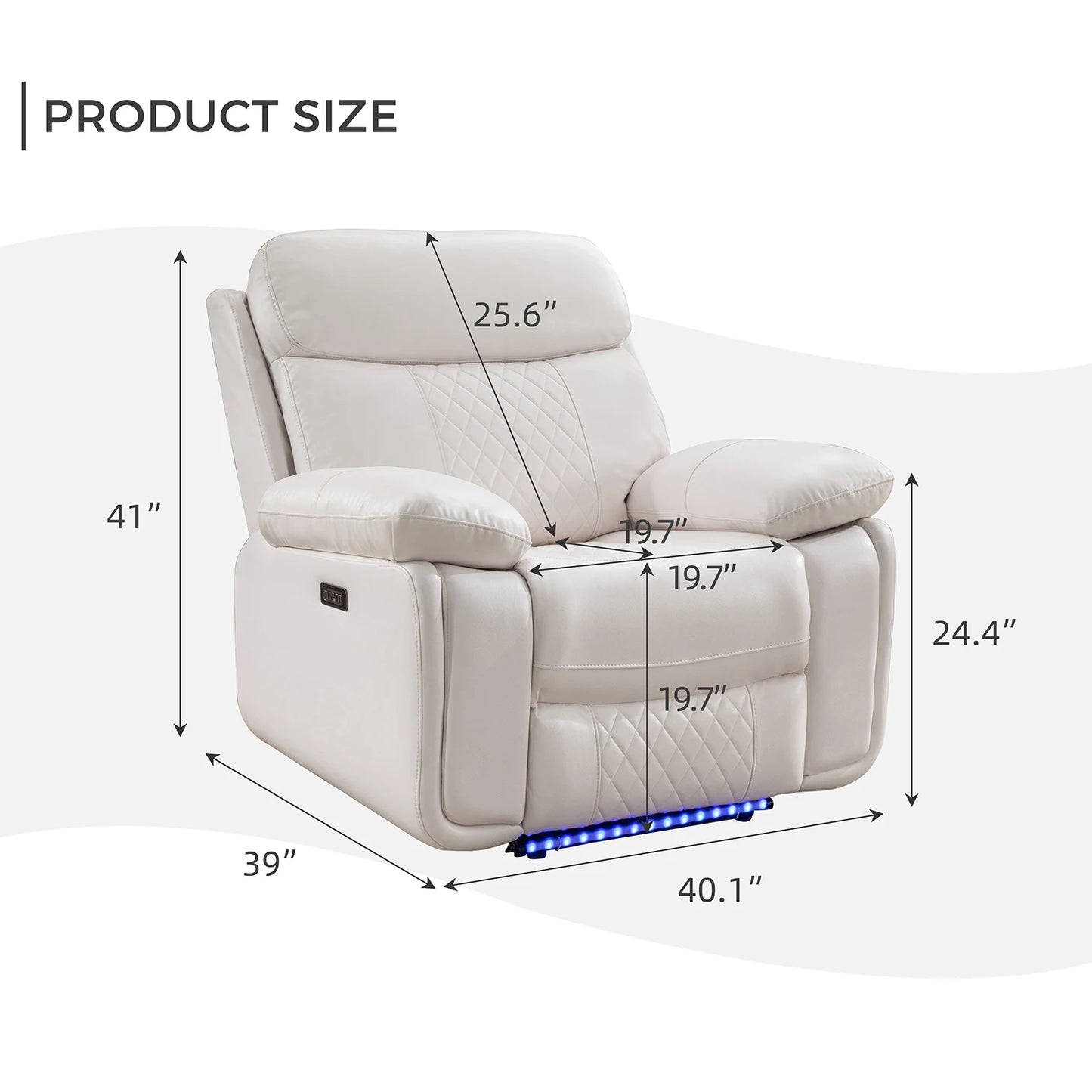M046 Power Recliner Chair With LED Light And USB Port
