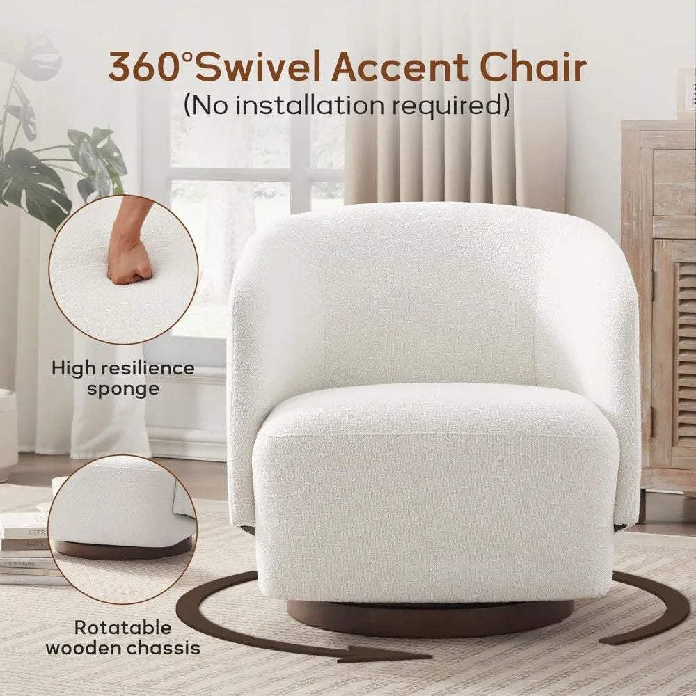 Swivel Upholstered Accent Chair Rubberwood 360 Rotation