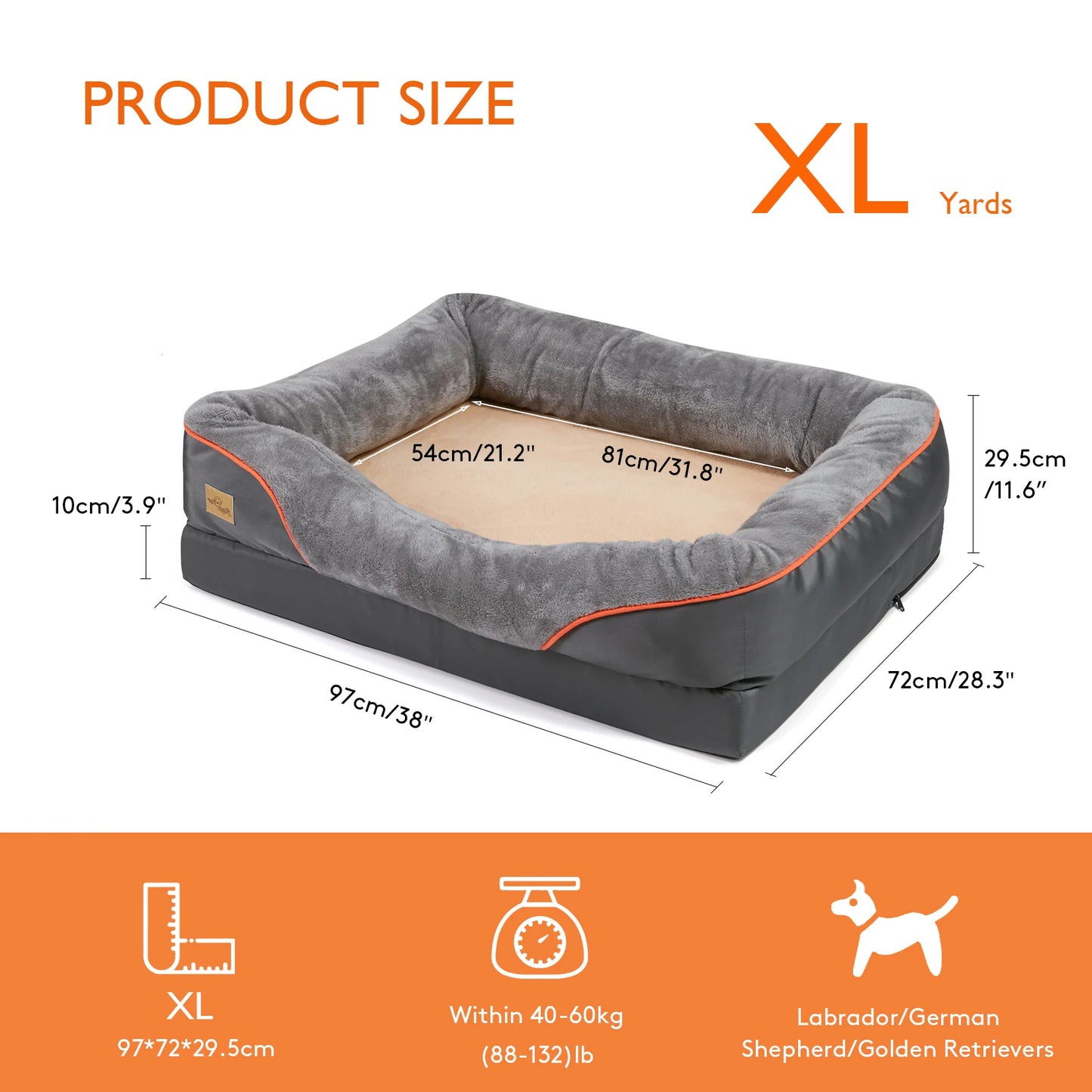 Super Soft Orthopedic Foam Dog Bed With Padded Bolster