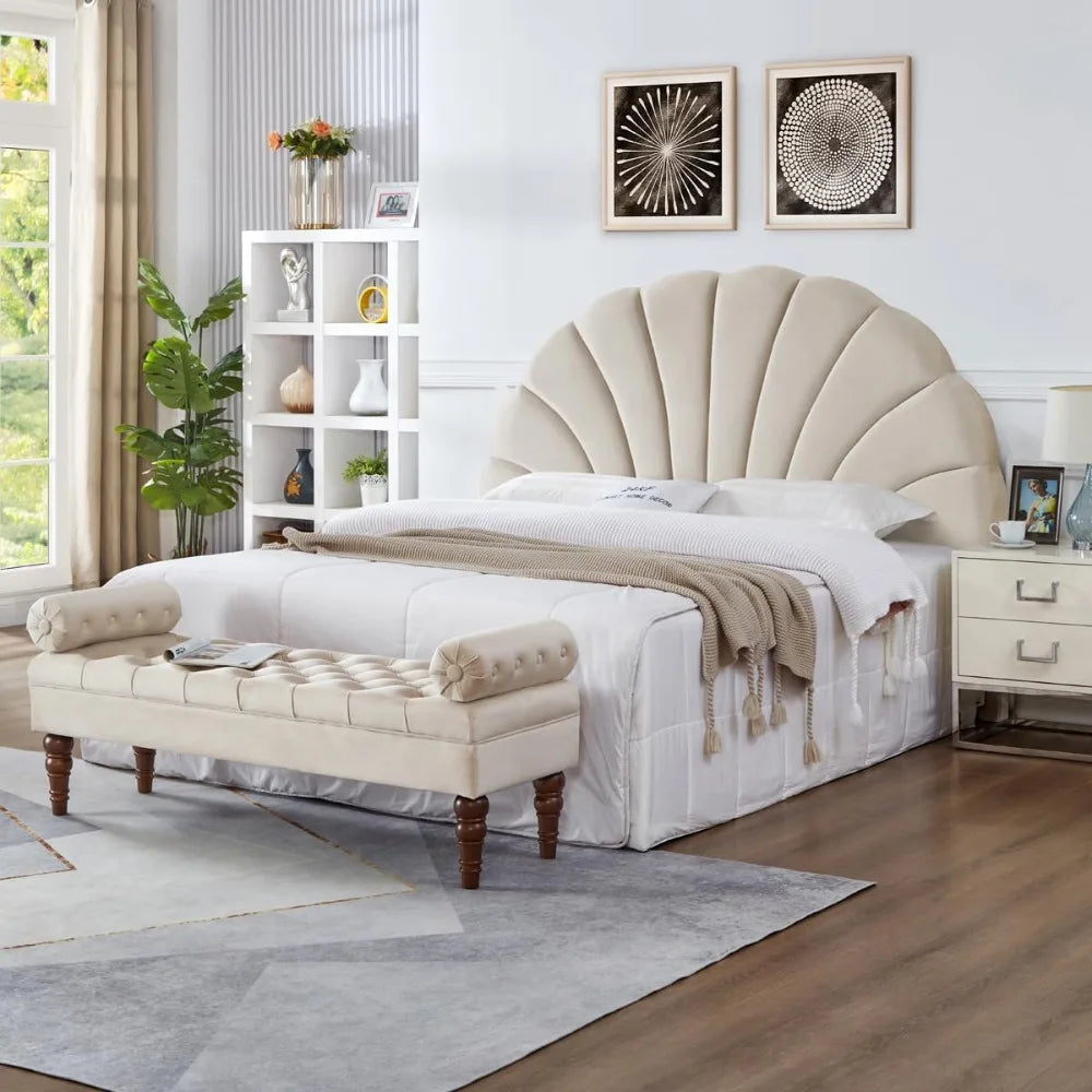 Stunning Crown Design Velvet Upholstered Headboard