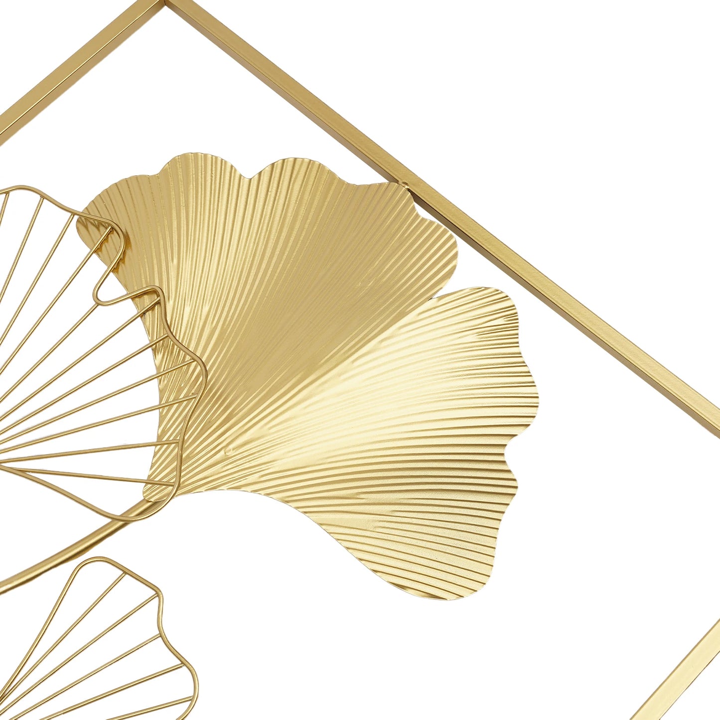 Golden Ginkgo Leaves Wall Decor Set With Framed Art